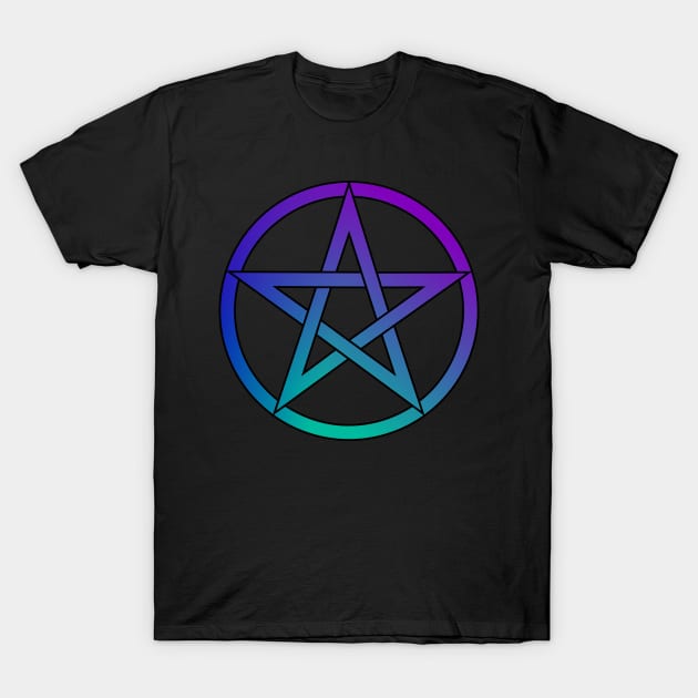 Witch Pentagram in Blue Teal and Purple T-Shirt by RavenWake